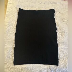 Express Classic Black Ribbed Pencil Skirt